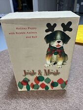 CRACKER BARREL HOLIDAY PUPPY WITH BOBBLE ANTLERS AND BELL JINGLE & MINGLE picture