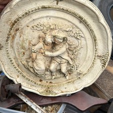 Vintage Chalkware 3D Couple Baroque Plaque Wall Art Alexander Backer Style 1940s picture