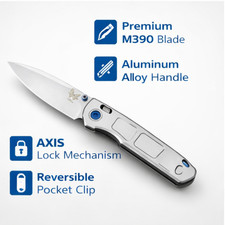 Benchmade 748 Silver Folding Knife EDC Pocket Knife Aluminum Handle picture