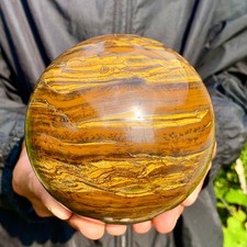 4.62LB Large Natural Tiger's Eye Ball Quartz Crystal Sphere Gem Healing Décor picture