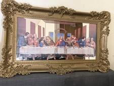 Last ✨Supper✨ Mirror Art Large Ornate Baroque Gold Frame 36x21 Religious ✨ picture