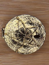 Vintage 1974 Mimi Di N Gold Tone Sand Dollar Interlocking Belt Buckle Nautical picture