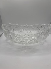 Vintage Walther Mikasa Carmen Frosted Oval Floral Crystal Bowl 10Inches picture