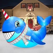 17 FT LED COLOSSAL NARWHAL WHALE OUTDOOR AIRBOWN INFLATABLE picture