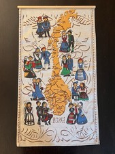 Norwegian Bunad Map Vintage Linen Wall Hanging Norway Inger Landsem Danielsen picture