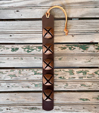 Antiqued Rustic Sleigh Bells Farmhouse Decor Leather Door Hanger 5 Bell Strap picture