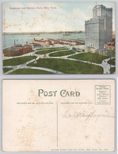 1911 Battery Park New York City Aquarium Harbor Skyscraper Postcard picture