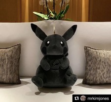 30cm Dark Pikachu Plush Kawaii Anime Stuffed Soft Toy Collectible picture