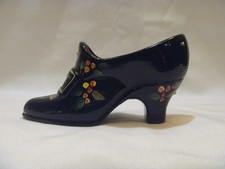 Fenton Glass Harvest Berries Shoe, NIB, Black, Hand painted, 5