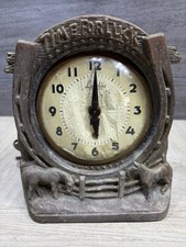 NON RUNNING Lanshire Sp- 3 Self Starting Time For Luck Antique Horse Clock Desk picture