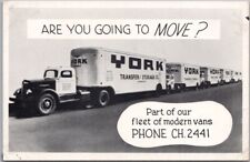 1950s Indianapolis, IN Advertising Postcard YORK TRANSFER & STORAGE Moving Vans picture