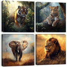 YOOOAHU Wild Animal Lion Elephant Tiger Panther Poster 12x12