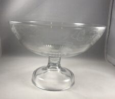 Vintage, Clear Crystal Glass, Pedestal COMPOTE / BOWL, Etched, 8.5” Diameter picture