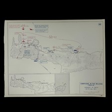 Original 1953 U.S. Military Academy West Point WWII 1941 Balkans Crete Map Plate picture