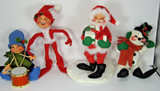 Annalee Vintage Christmas Lot of 4 Santa Elf Snowman Drummer Boy picture