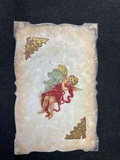 EXQUISITE VINTAGE FRENCH POSTCARD SIGNED CHERUB WITH BASKET OF GRAPES P55 picture