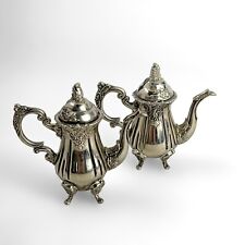 Vintage Godinger Silver Plated Teapot Coffee Pot Shaped Salt & Pepper Shakers picture