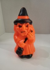 Vintage 80s Halloween Empire Blow Mold Witch & Broom No Light 1981 USA picture