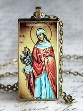St Marina Greek Orthodox Icon Necklace, Virgin martyr  Religious Jewelry picture