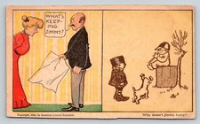 1906 Comic Postcard WHAT'S KEEPING JIMMY N.Y. Sunday American Journal Humor picture