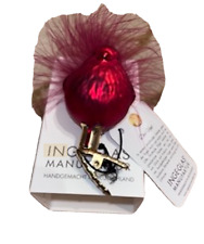 CHRISTMAS ORNAMENT Inge Glas Red Bird Mediator With Glitter and Feathers picture
