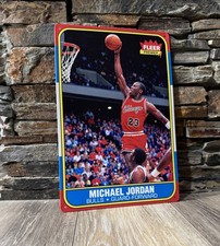 1986 Michael Jordan Chicago Bulls Rookie Card METAL SIGN 8x12 NBA GOAT picture