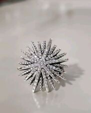 David Yurman Women's Silver Large 34mm Starburst Pave Diamond Ring size 8 picture