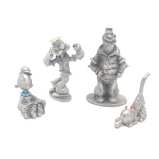 4 pc 1980 KFS Spoontiques Pewter POPEYE EUGENE SWEE'PEA BLUTO Miniature Figures picture