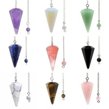 Natural Stone Quartz Agates Pendant Reiki Healing Cone Amethyst Charm Pendulum P picture