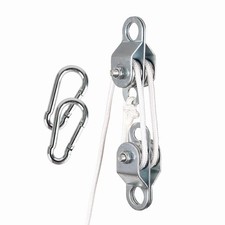 Double Snatch Block and Tackle Pulley System – 32 Ft X 1/4'' Rope and Hook,Cable picture