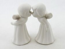 Kissing Angels Figurines, Set of 2 ~  White Porcelain Bisque, 4 1/2