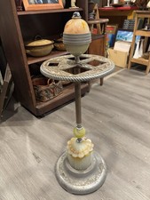 EVER BRITE Art Deco Slag, Glass Silver Smoking Ashtray Stand w/ Star Shaped Base picture