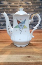 Lefton Masonic Order of the Eastern Star OES Hand Painted Teapot Gilded Japan picture