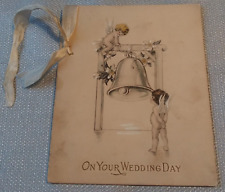 Wedding Day Card Cherub Floral Bell Ribbon Vintage picture