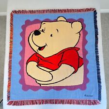 Vintage Disney Winnie The Pooh Woven Fringed Blanket Tapestry Beacon USA picture