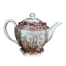 Madison Bay Company Porcelain Teapot White/Pink Toile Romantic Garden Scene picture