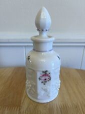 Westmoreland Milk Glass Paneled Grape Perfume Bottle Decanter w Stopper Painted picture