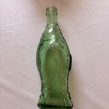 Vintage Vetreria Etrusca VE Green Glass Fish Shaped Bottle Italy 7.5
