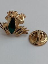 Green Gold Tone Avon Frog Figure Lapel Pin picture