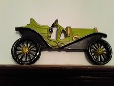 Vintage 1909 Hupmobile USA Cast Aluminum Wall Plaque Green, Black, Gold Colors picture
