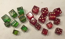 Collection Of Cherry Red & Green Bakelite Dice 7/16-5/8 Multiple Pairs picture