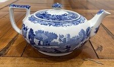 Vintage Spode Blue Italian Teapot England Round Copeland Spode picture