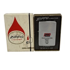Vintage 1969 Zippo Lighter Peoria & Eastern Railroad Safety First Place VG picture