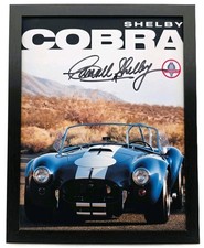 12X9 FRAMED CARROLL SHELBY SIGNED SHELBY COBRA REPRODUCTION PRINT picture