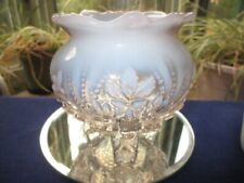 ROSE BOWL WHITE OPALESCENT ART GLASS SOWERBY PIASA BIRD WITH LAVENDER TINGE picture