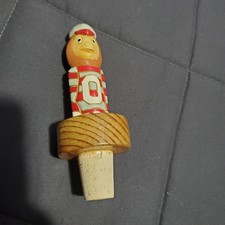 Vintage Hand Carved Ohio State Buckeye Bottle Stopper Cork Whiskey Wine NCAA picture