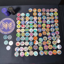 Vintage 1990s POG Lot 100+ POGs Slammers WPF Tournament Pad Tubes Holographic picture