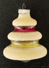 VTG WWII era Shiny Brite Unsilvered Glass XMAS TREE Mica Christmas Ornament -VG picture