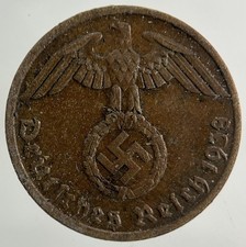 1938 Germany German Nazi 1 Pfennig Coin | Fine Collectable Grade picture
