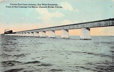 Pigeon Key FL Florida Railroad Train Moser Channel Bridge West Vtg Postcard C62 picture